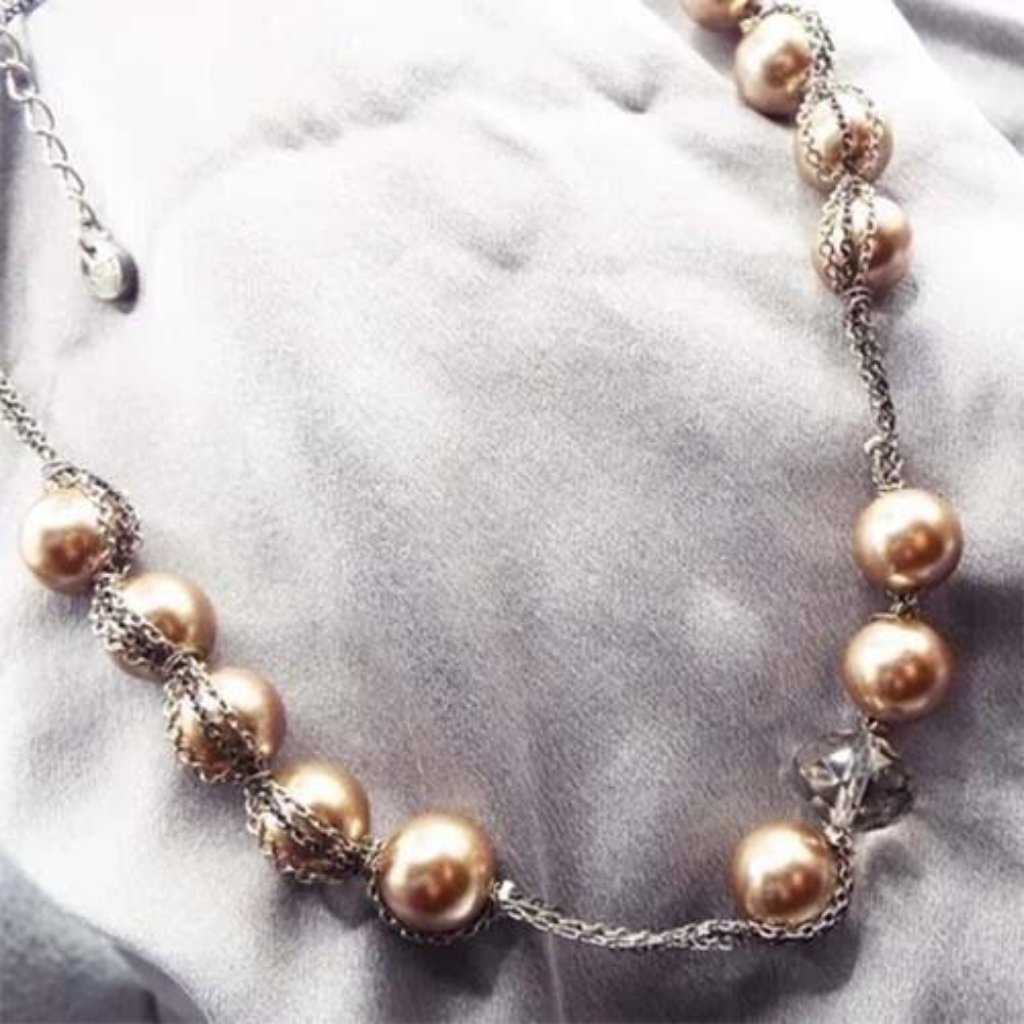 Loft Brand Champagne Perls  Faceted Crystals Multi Chain 32 Necklace 51